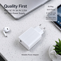 Power Supply Ukuran Kecil 4510 QC 5V 3A 9V 2.25A 12V 1.8A Colokan EU untuk Tablet, Kamera, Speaker, Perangkat Mobile, Pengisi Daya Ponsel