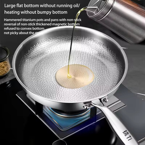 Sartén de Titanio para Cocina, Utensilios de Cocina de Acero, Sartén Antiadherente Martillada para Cocina de Gas e Inducción - Product Image 4