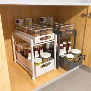 <b>Kitchen</b> <b>Racks</b> - Pull Out Under Sink Organizer, Sliding Basket with Multi-Layer Storage for Cabinet & Sink Area - Product Image 1