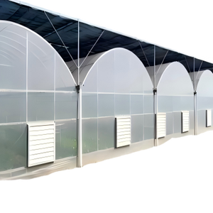 Serre en acier multi-chapelles avec structure en plastique, grande serre en <span class=keywords><strong>film</strong></span> PE facile à assembler, personnalisable pour jardins botaniques et sites touristiques - Product Image 1