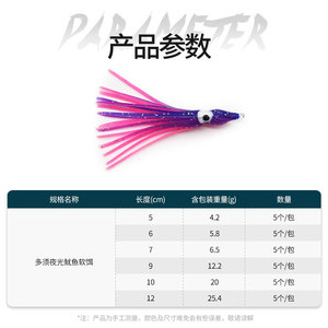 20 couleurs, leurres de pêche en mer en caoutchouc souple artificiel biomimétique, <span class=keywords><strong>mini</strong></span>, multicolores, lumineux, en forme de <span class=keywords><strong>pieuvre</strong></span> calamar à becs multiples, avec hameçons - Product Image 5
