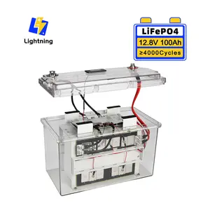 GoKWh baterai Lithium Lifepo4 12V 12.8V 100AH dengan kotak transparan LCD untuk energi rumah Trolling perahu RV