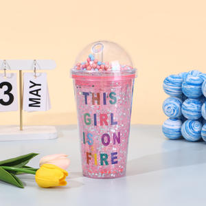 Sıcak satmak yaratıcı sevimli karikatür dikiş çift duvar plastik su şişesi yatay saman yatay saman su bardakları konteynerler - Product Image 6