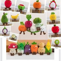 Populaire internet groente- en fruitpluche poppenhanger, cartoon pop sleutelhanger, tas hanger, bureaudecoratie, polyester PP katoen