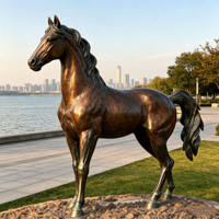 Statue d'art animalier personnalisable, sculpture réaliste en bronze pour jardin, statue de cheval marchant