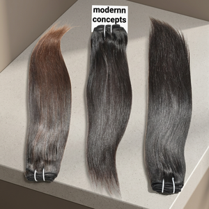 Wholesale 100% Raw Natural Brown Color Straight Bundles Unprocessed Temple Indian Human Hair Extensions with Natural Wave Style - Product Image 1