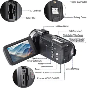 Hỗ trợ wifi tốt nhất Slim logo video máy ảnh 8K chuyên nghiệp kỹ thuật số DSLR 4k 8K Video Camera cho live streaming