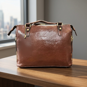 High-Grade Natural Cow Calf Leather Waterproof Vintage Style <b>Ladies</b> Handbag Zipper Closure Custom Printed BS International - Product Image 2