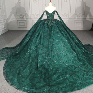 Robe de soirée en cristal vert fleuri, pleine de perles, pour soirée de bal, Jancember 9984-1 - Product Image 5