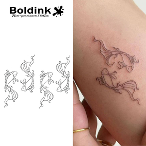 Tatuaje Semipermanente <span class=keywords><strong>de</strong></span> Tinta <span class=keywords><strong>de</strong></span> Jugo Herbal, Diseño <span class=keywords><strong>de</strong></span> Peces Gemelos, Elegante, Resistente al Agua, Larga Duración (2 Semanas), para Muslos, Brazos y Cuerpo - Product Image 1