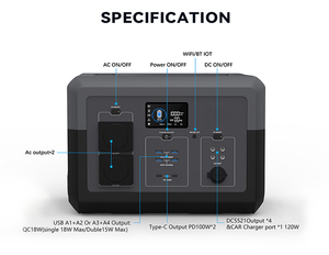 Solar Generator 1500W 220V 110V Portable Power Station UPS Pure Sine Wave LiFePO4 Battery EU/USA/UK <b>Plug</b> Home Outdoor Camping - Product Image 4