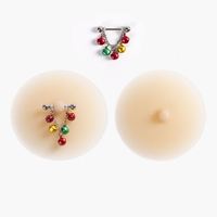 Accessoires intimes Y2K, cache-tétons en silicone fin avec anneau de piercing pour les tétons, pasties adhésives pour filles, vente en gros