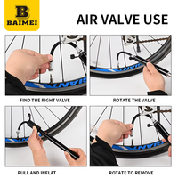 Pompe à vélo BAIMEI mini portable en alliage d'aluminium léger, valve Schrader/Presta, plage de pression 80-130 PSI, étanche
