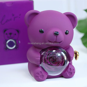 Nouvelle boîte à bijoux en forme d'ours rotatif, cadeaux créatifs, roses éternelles pour Noël et la Saint-Valentin, ours en peluche fait à la main, cadeau de roses - Product Image 5