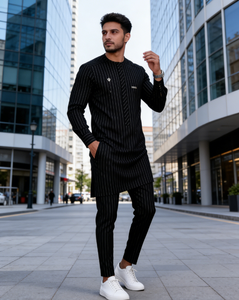 男士非洲印花正装 - 长袖达希基上衣和配套长裤 - Product Image 1