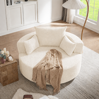 Canapé-baril d'appoint en chenille à deux places pivotant à 360° avec coussins amovibles, design américain moderne, pour appartement, hôtel, villa