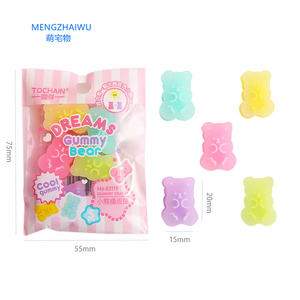 派手な中国の文房具アイテムかわいい学用品半透明ゴムカワイイ消しゴム5ピース/バッグおもちゃノベルティ消しゴムセット - Product Image 1