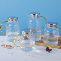 Grand pot à lait en verre borosilicaté Carafe à boisson Verseur en verre avec couvercle