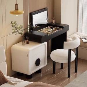 Coiffeuse en bois massif <span class=keywords><strong>avec</strong></span> <span class=keywords><strong>commode</strong></span> intégrée Crème Style vintage pour petites chambres Nouveau <span class=keywords><strong>bureau</strong></span> de maquillage à rabat - Product Image 1