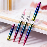 Lápiz de punta metálica para decoración de uñas con degradado de doble color azul y morado, herramienta de pegatinas tipo crayón, fácil de usar, para uso transfronterizo.