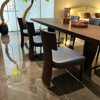 Ensemble de table à manger en bois massif sur mesure de l'usine de Foshan, 6 places, chaises de salle à manger de luxe, ensemble de 6 chaises de luxe pour villa, hôtel, projet