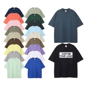เสื้อยืดคอกลมแขนสั้นทรงหลวมสำหรับผู้ชาย ผ้าฝ้ายถัก 100% น้ำหนัก 300 กรัม ลวดลายเรียบ ทรงโอเวอร์ไซส์ สไตล์ลำลอง - Product Image 1