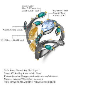 ในสต็อก วินเทจซีรีส์ 925 แหวนพลอยคริสตัลสีฟ้าฝังเงิน ดีไซน์หรูหรา ขายตรงจากโรงงาน - Product Image 4