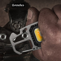 Mini lampe de travail LED rechargeable COB avec embouts de tournevis, aimant, ouvre-bouteille et marteau pour le camping en extérieur et les réparations