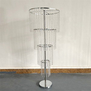 <span class=keywords><strong>Moderno</strong></span> Supporto per Fiori in Metallo Argentato a 3/4 Livelli con Tenda di Perline Acriliche per <span class=keywords><strong>Centrotavola</strong></span> Matrimoniale e Decorazione Corridoio - Product Image 6