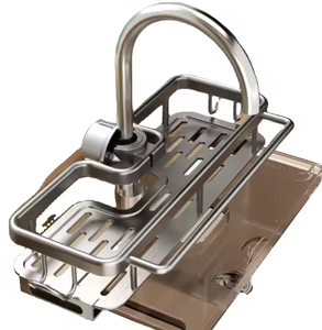 Support de robinet en acier au carbone peu encombrant sans perceuse organisateur d'évier de cuisine pour le stockage de brosse à savon éponge - Product Image 2