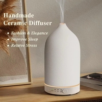 Diffuseur d'arômes ultrasonique en céramique avec minuterie, humidificateur, 7 LED, lumière changeante de couleur, huile essentielle