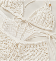 Ensemble bikini au crochet, haut triangle à nouer, maillot de bain à franges, tenue de plage deux pièces pour femme