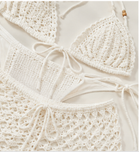 Conjunto de Bikini de Crochet, Traje de Baño de Dos Piezas con Tirantes Triangulares y Flecos para Mujer - Product Image 4