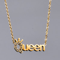Vnox — collier avec pendentif en cristal de reine, bijoux plaqué or, plaque avec nom personnalisée, cadeau pour femme