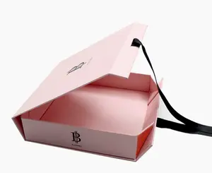 गुलाबी रिबन उपहार बॉक्स फोल्डिंग बॉक्स स्मारिका धनुष लड़की उपहार सीएमवाईके मुद्रण कपड़े बॉक्स पैकेजिंग