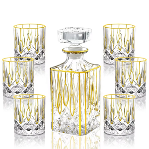 Nouveau Bestseller 2026 : Ensemble Carafe à Whisky en Cristal à Bord Doré 750 ml avec 6 Verres, Logo Personnalisable, Vente Directe Usine pour Bar et Maison - Product Image 1
