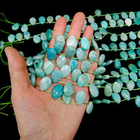 13X18mm naturel à facettes vert Amazonite goutte de pluie larme entretoises de pierres précieuses perles en vrac pour collier à faire soi-même entretoise à facettes bijoux