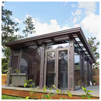 Véranda en aluminium de qualité commerciale, moderne, à double vitrage, en verre trempé, résistante aux vents, alimentée à l'énergie solaire