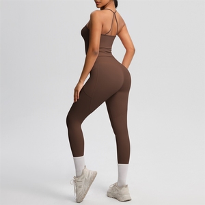 Ensemble deux pièces pour femme, style américain, débardeur de yoga moulant brossé, tenue de sport décontractée pour la course <span class=keywords><strong>en</strong></span> extérieur et le fitness - Product Image 4