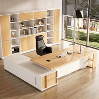 Nouveau modèle de bureau de direction durable avec chaise, ensemble simple et moderne, grand bureau en bois en forme de L pour PDG, bureau d'ordinateur
