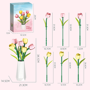 3d Puzzle Creative Diy Miniature Artificial Tulip Flowers Bouquet Potted Plant Vase Home Decor <b>Valentine</b> <b>Gift</b> Building Block <b>Set</b> - Product Image 2