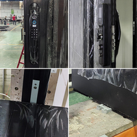 Puerta de Entrada Moderna, Puerta Pivotante de Seguridad Exterior con Característica Impermeable para Villa, Construcción de Madera y Aluminio