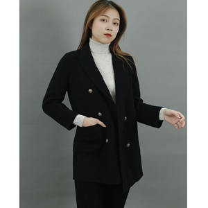 Venta caliente señoras lana Cachemira mezclada tela de doble cara puntada a mano chaqueta de longitud media - Product Image 4