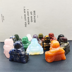 Maitreya-cristal Natural tallado de piedras preciosas, amatista de <span class=keywords><strong>cuarzo</strong></span> rosa, unakita, <span class=keywords><strong>Aventurina</strong></span>, estatua de Buda para Decoración - Product Image 2