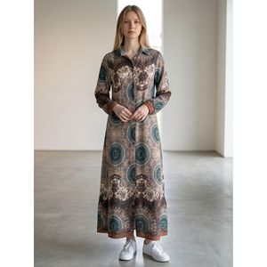Robe longue en viscose pour femmes grandes tailles Vetr 46-54 Imprimé mandala - Product Image 1