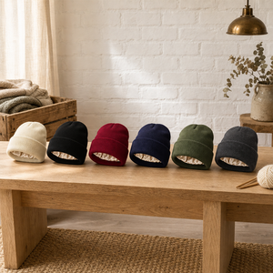 Gorro de Punto Acrílico Unisex con Forro de Satén, Gorro Cálido y Holgado para Adultos con Bordado, Protección para el Cabello, Color Sólido, para Ciclismo y Uso Diario - Product Image 4