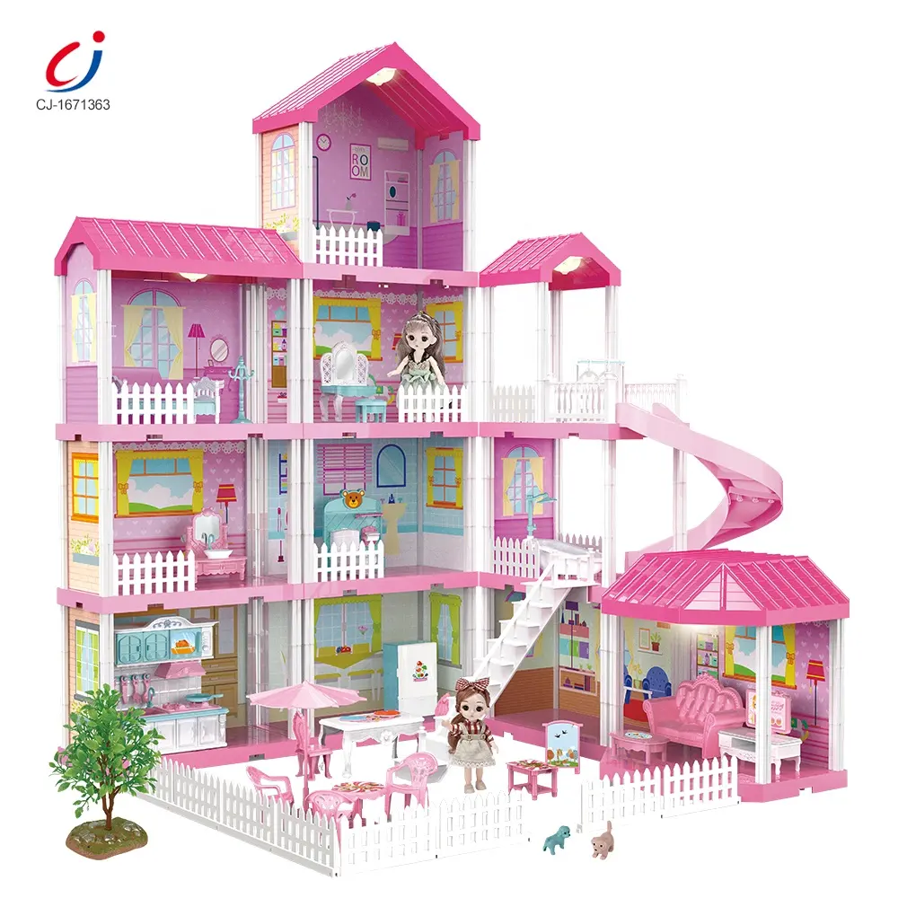 Casa de muñecas familiar para niñas, juguete de casa de muñecas de princesa, de lujo, venta al por mayor