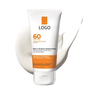 化妆品厂OEM/ODM身体和面部防晒霜SPF60无油防晒霜敏感皮肤运动防晒霜防晒