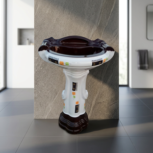 Big Sterling Vitrosa Multi Color Rectangular Ceramic <b>Full</b> Pedestal Wash Basin Modern Design - Product Image 1
