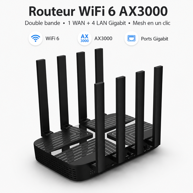Router WiFi 6 AX3000 Dual Band Gigabit Con Mesh One Touch Per Casa Ufficio E Fornitori OEM ODM
